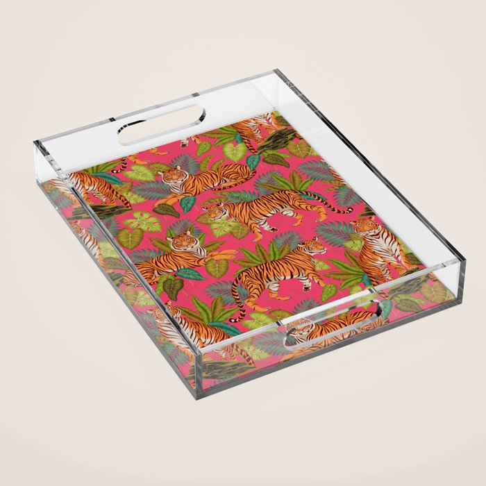 Tropical Tigers In Hot Pink Acrylic Tray Gallery Image 1
