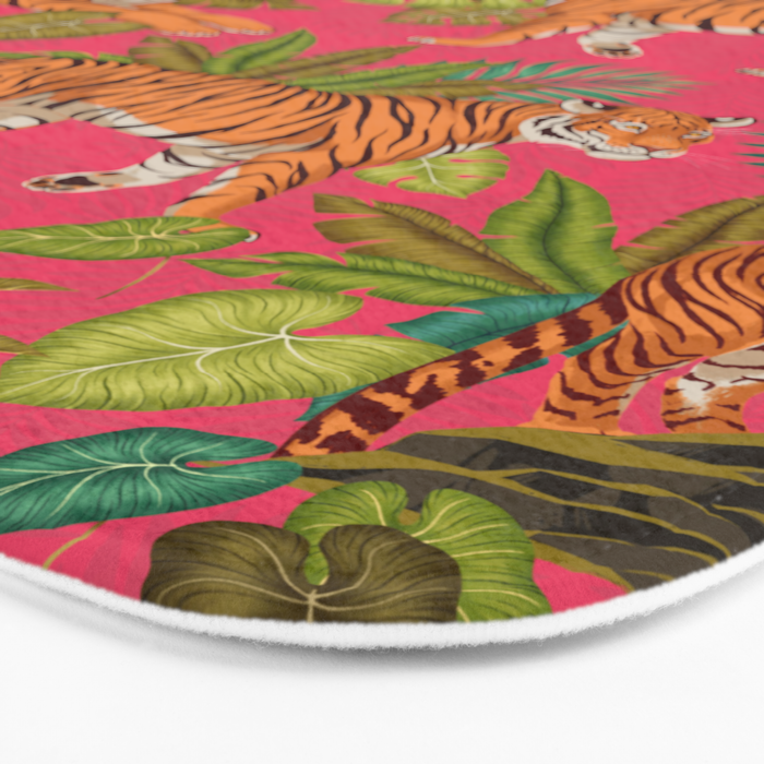 Tropical Tigers In Hot Pink Bath Mat Gallery Image 3