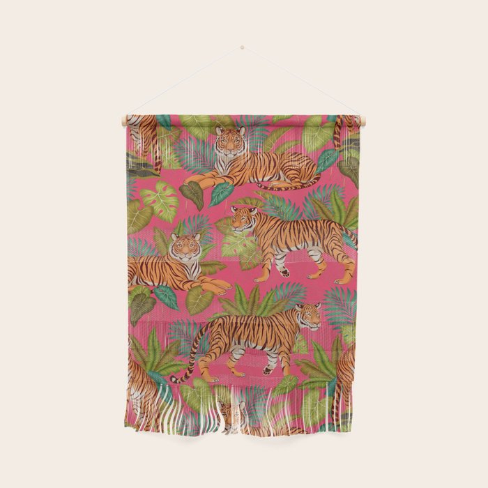 Tropical Tigers In Hot Pink Wall Hanging Gallery Image 1