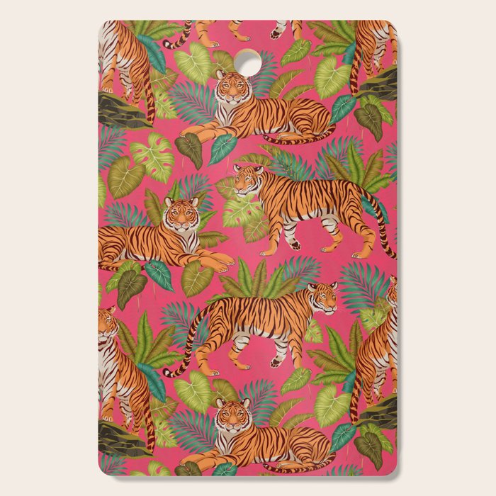 Tropical Tigers In Hot Pink Cutting Board Gallery Image 1