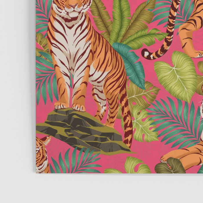 Tropical Tigers In Hot Pink Poster Gallery Image 3