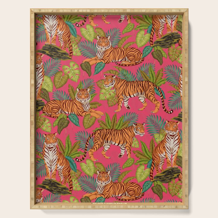 Tropical Tigers In Hot Pink Serving Tray Gallery Image 1