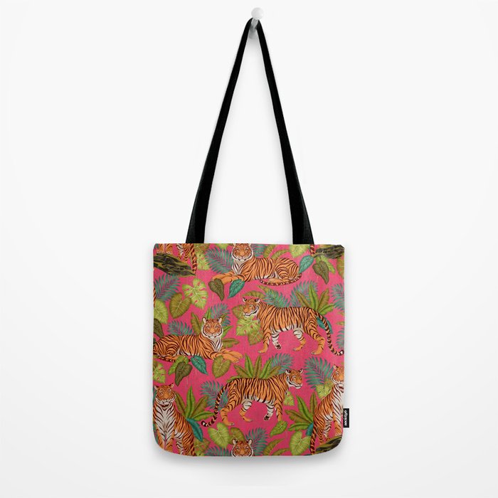 Tropical Tigers In Hot Pink Tote Bag Gallery Image 2