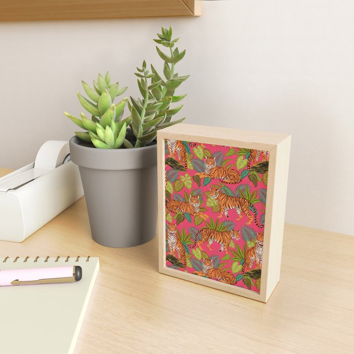 Tropical Tigers In Hot Pink Mini Art Print Gallery Image 2