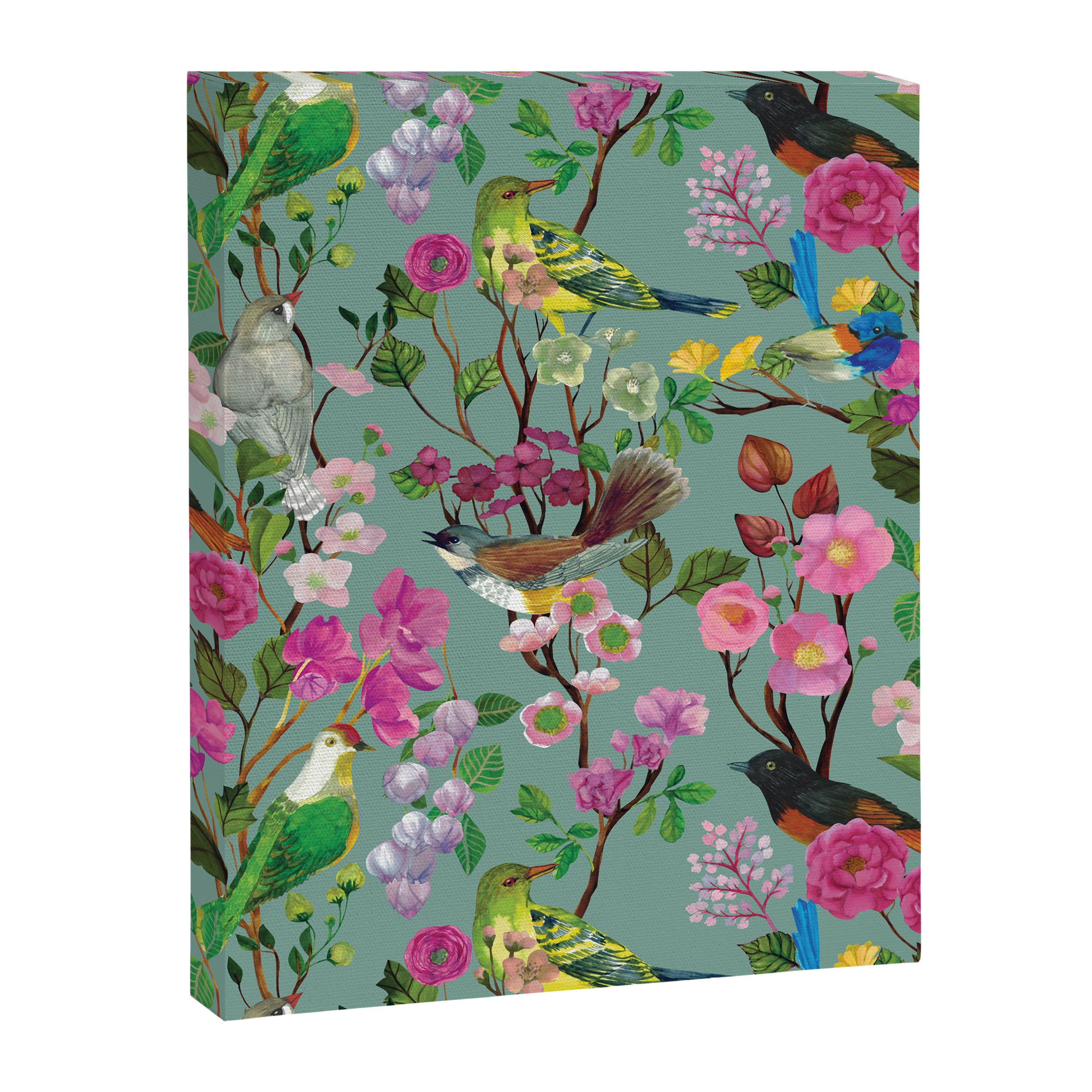 Birds and Blooms Chinoiserie {Duck Egg} Canvas Print Gallery Image 6