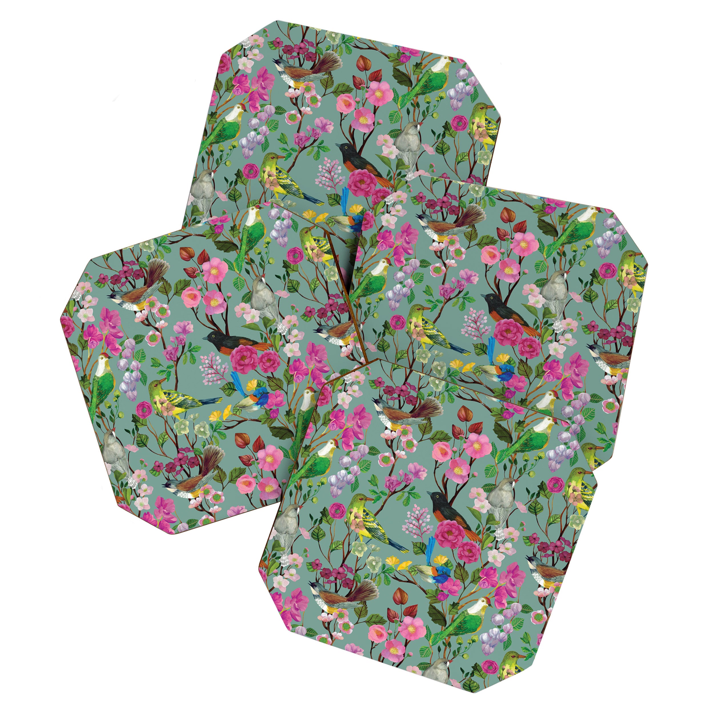Birds and Blooms Chinoiserie {Duck Egg} Coaster Gallery Image 1