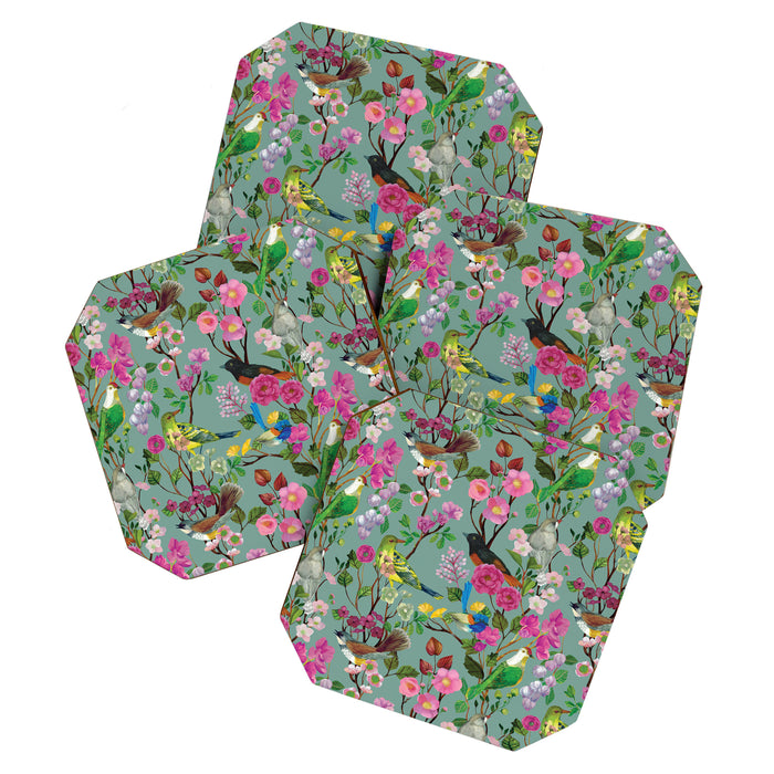 Birds and Blooms Chinoiserie {Duck Egg} Coaster Gallery Image 1