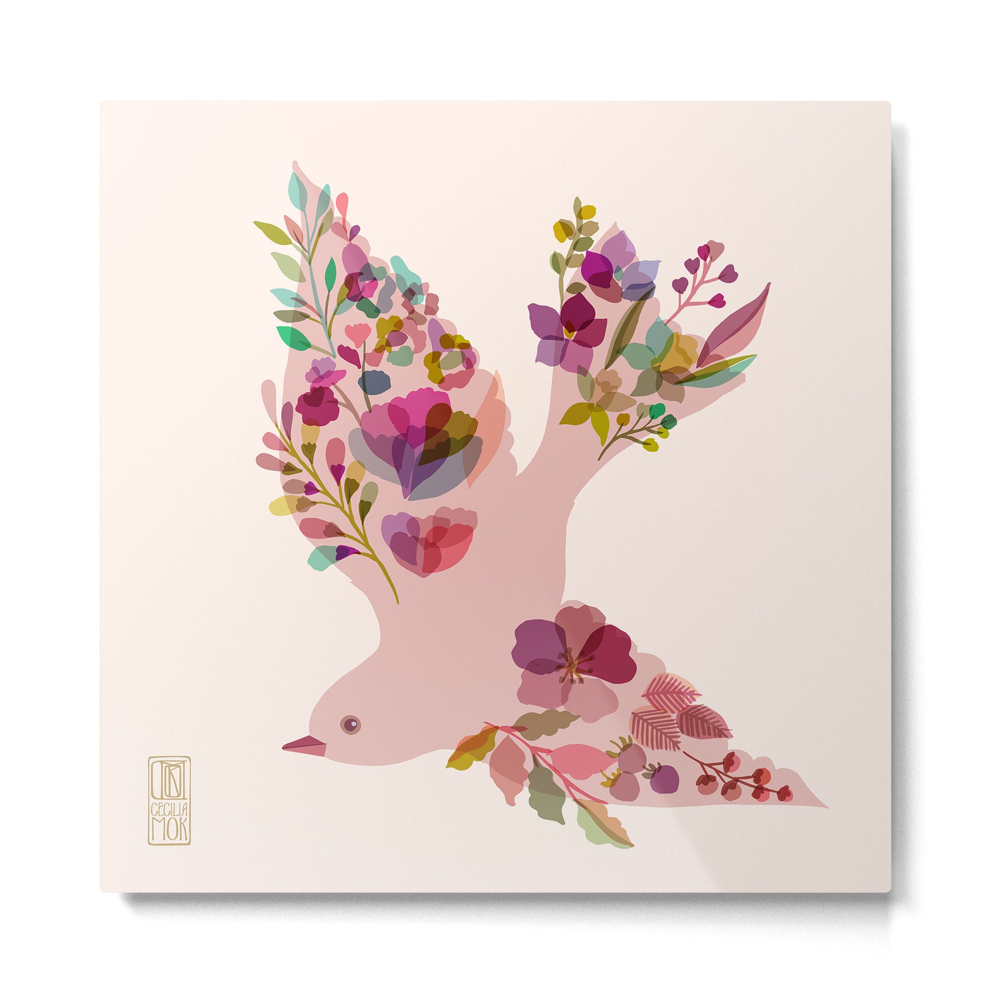 Blossoming Bird {Rose} Metal Print Gallery Image 2