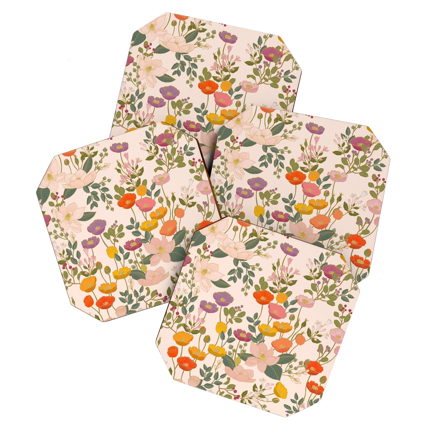 Botanical Cloisonne Garden Cream Coaster Gallery Image 1