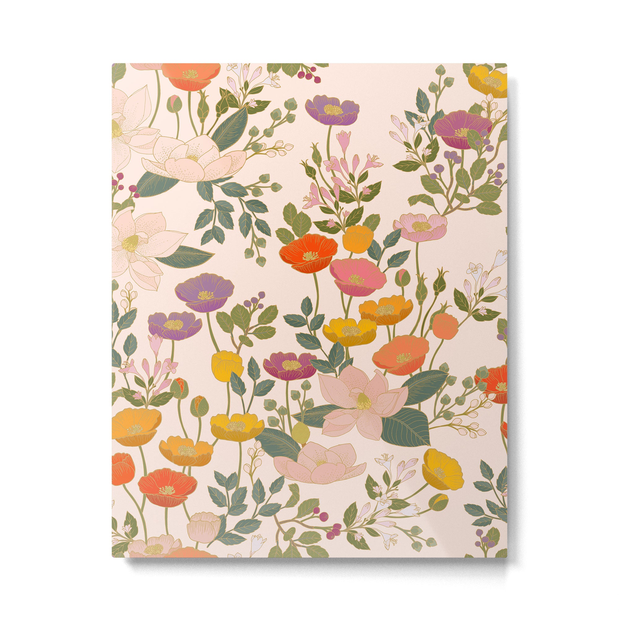 Botanical Cloisonne Garden Cream Metal Print Gallery Image 6