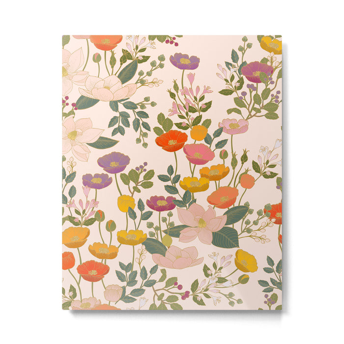 Botanical Cloisonne Garden Cream Metal Print Gallery Image 1