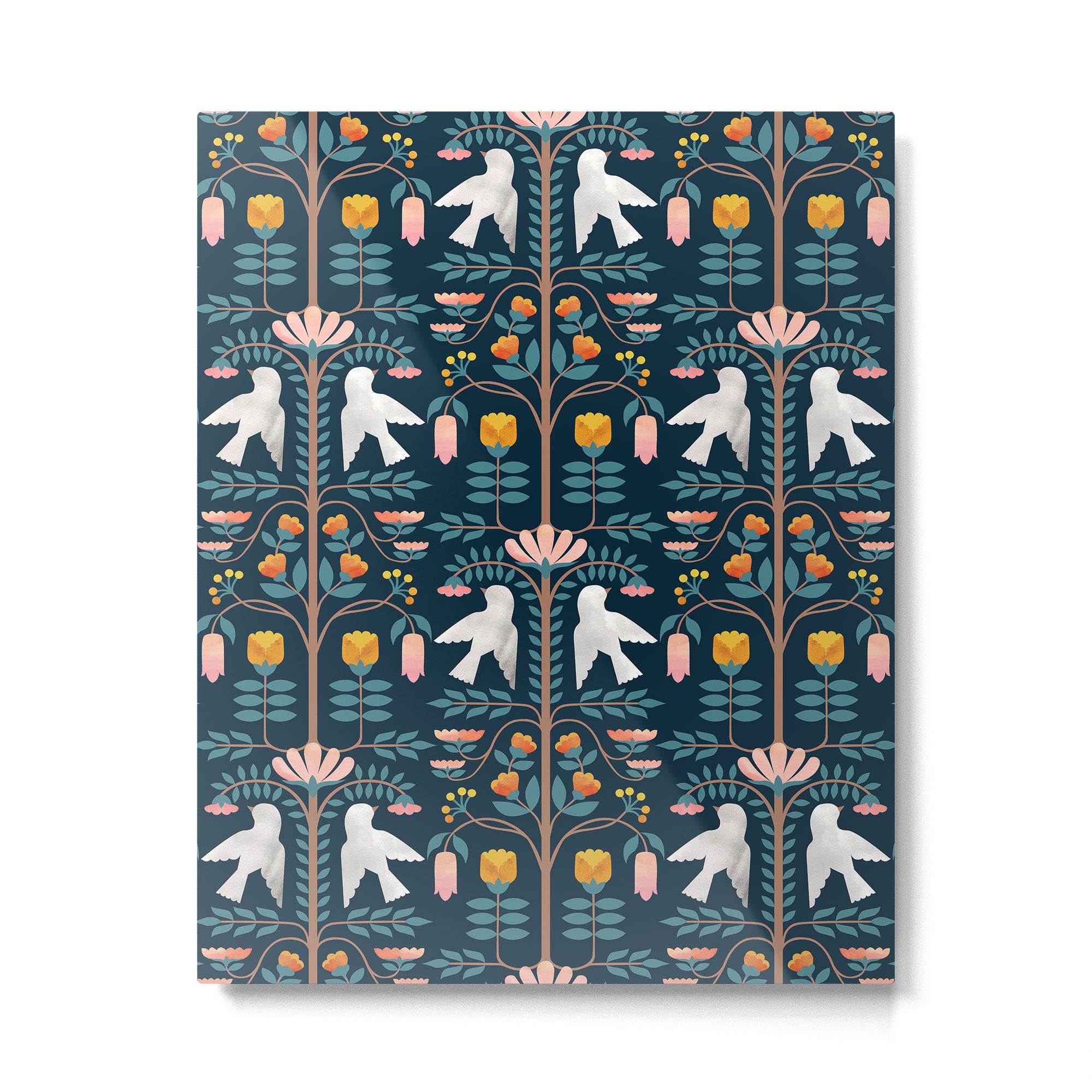 Folk Forest Scandinavian Birds Metal Print Gallery Image 4