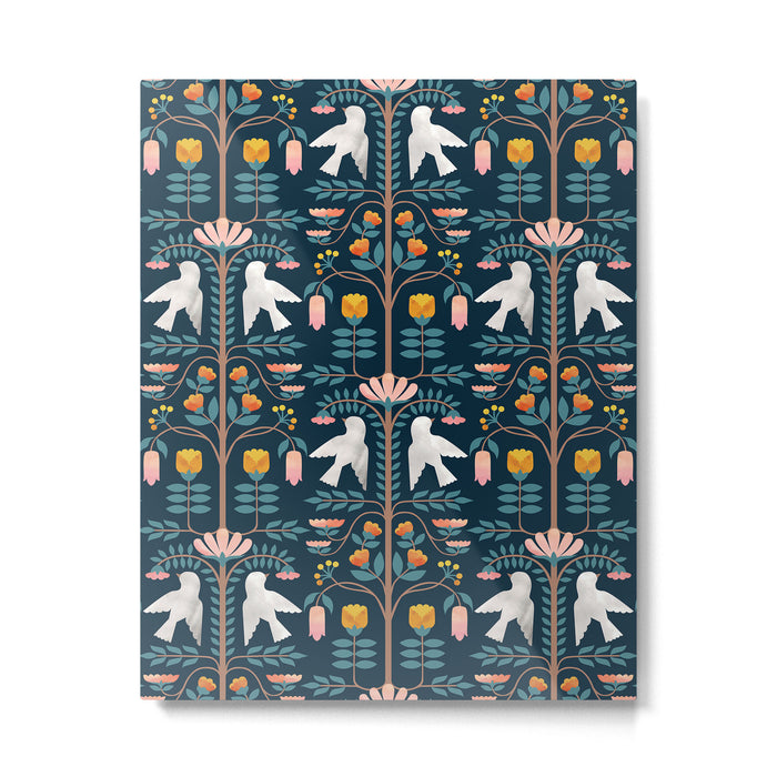 Folk Forest Scandinavian Birds Metal Print Gallery Image 1
