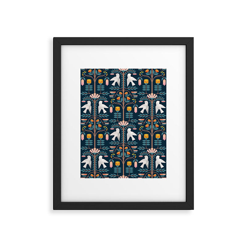 Folk Forest Scandinavian Birds Framed Art Print Gallery Image 5