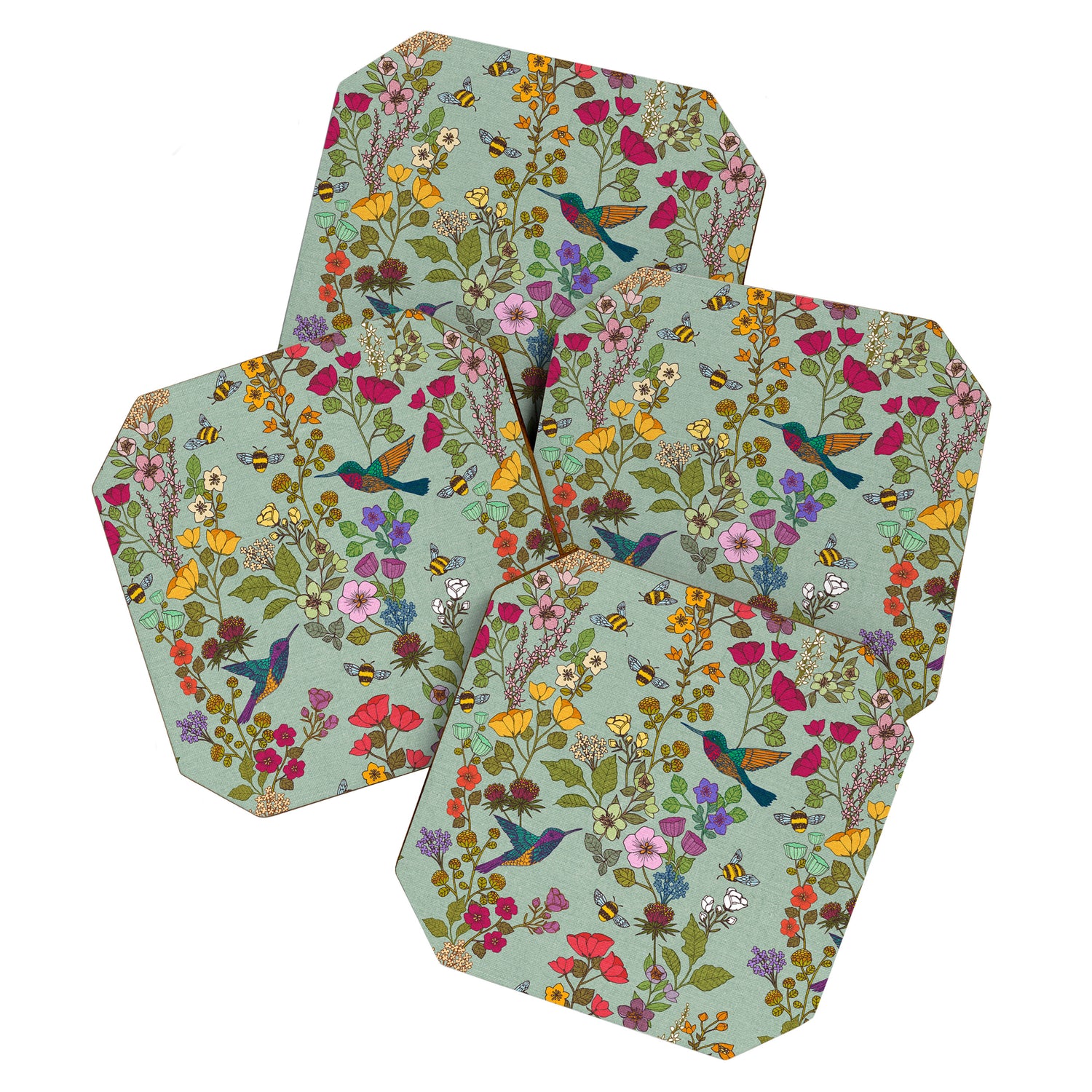 Hummingbirds and Bees {Duck Egg} Coaster Gallery Image 1