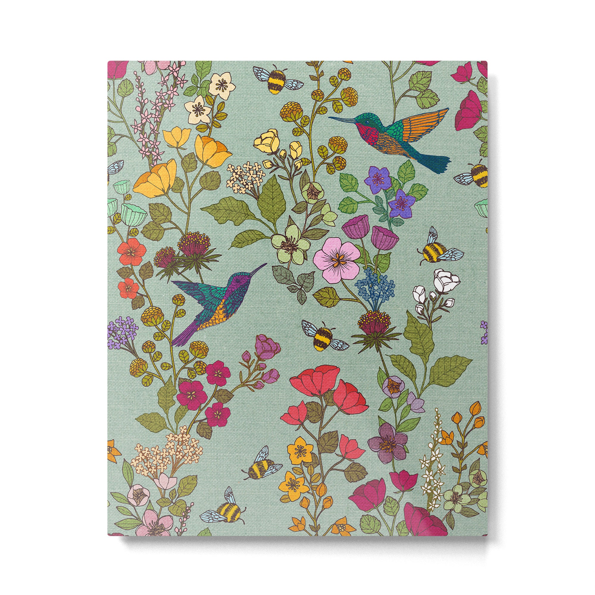 Hummingbirds and Bees {Duck Egg} Metal Print Gallery Image 6