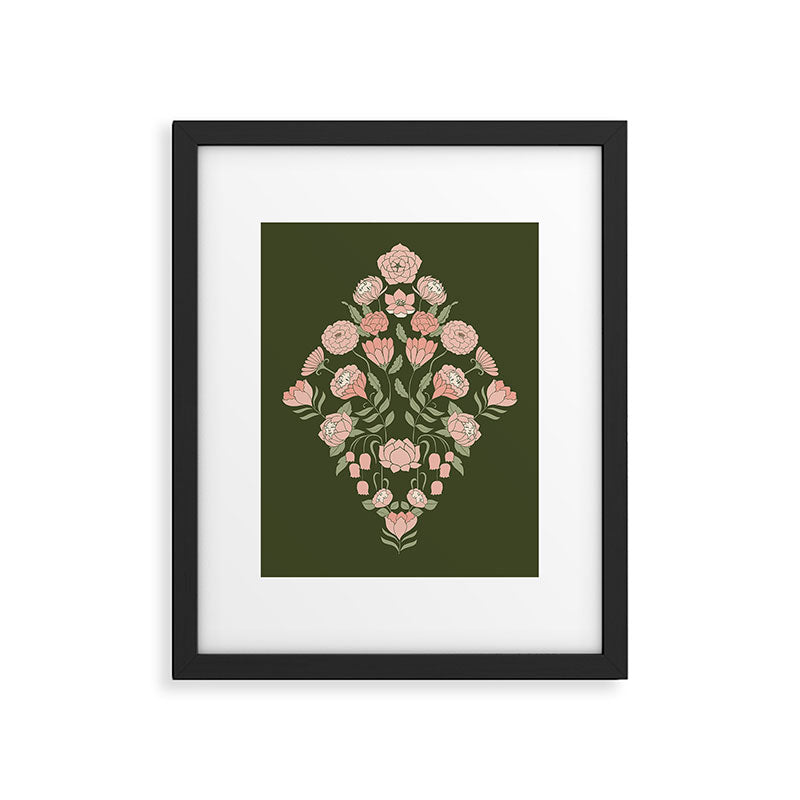 Mystery Garden Victorian Green Floral Faces Framed Art Print Gallery Image 5