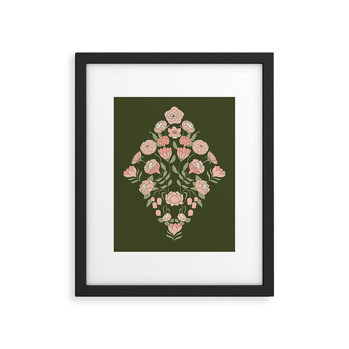 Mystery Garden Victorian Green Floral Faces Framed Art Print Gallery Image 1