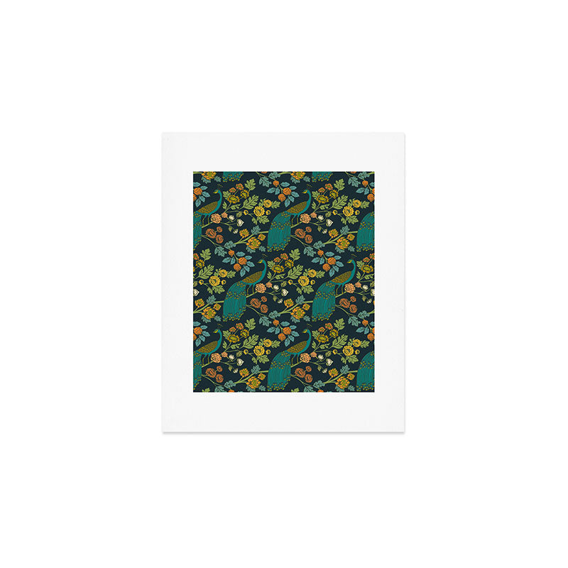 Peacock Garden Midnight Wonderland Chinoiserie Art Print Gallery Image 1