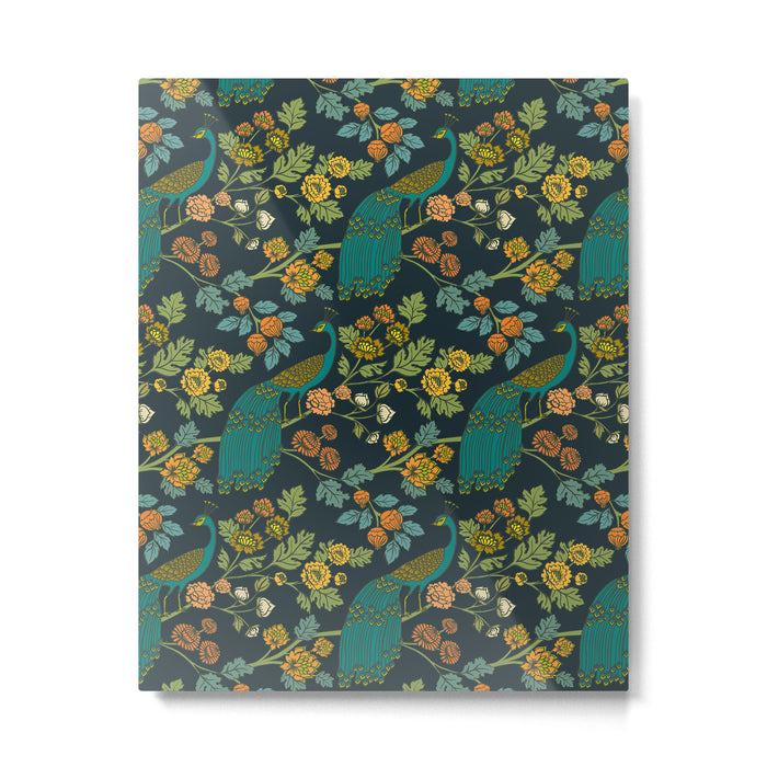Peacock Garden Midnight Wonderland Chinoiserie Metal Print Gallery Image 1