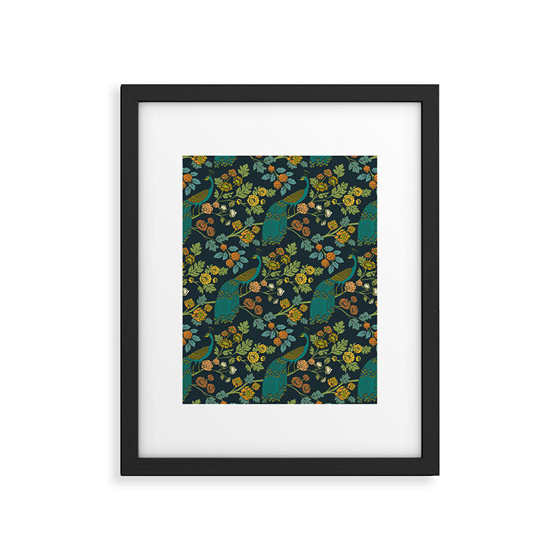 Peacock Garden Midnight Wonderland Chinoiserie Framed Art Print Gallery Image 6