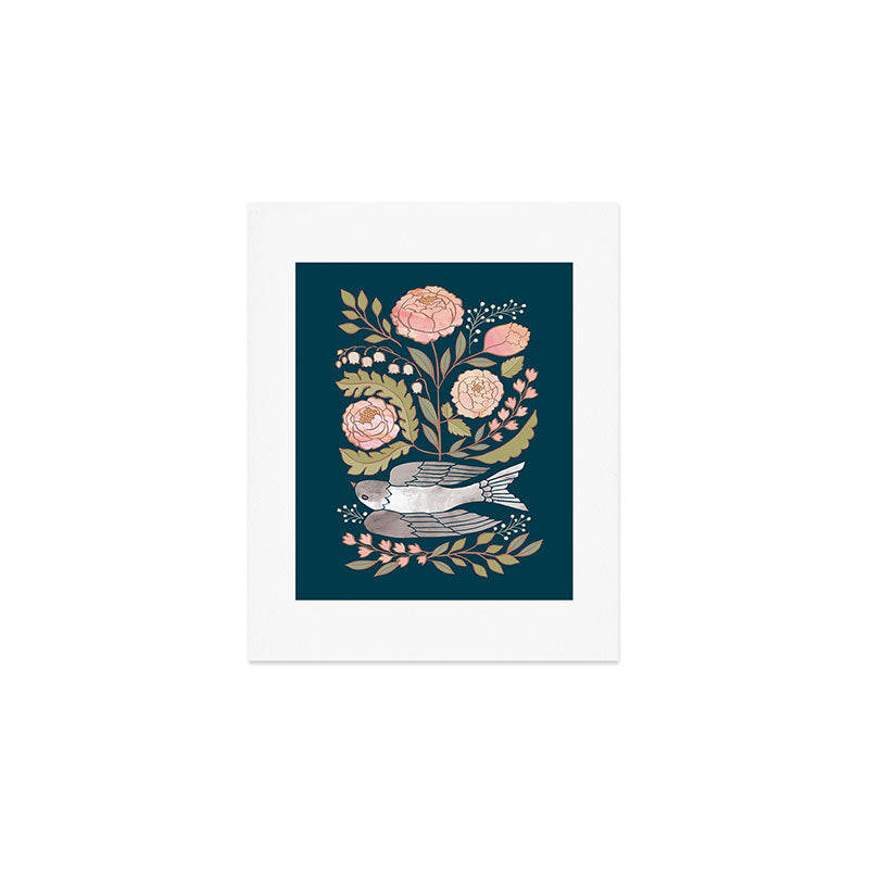 Peony Garden Dove Art Print Gallery Image 1