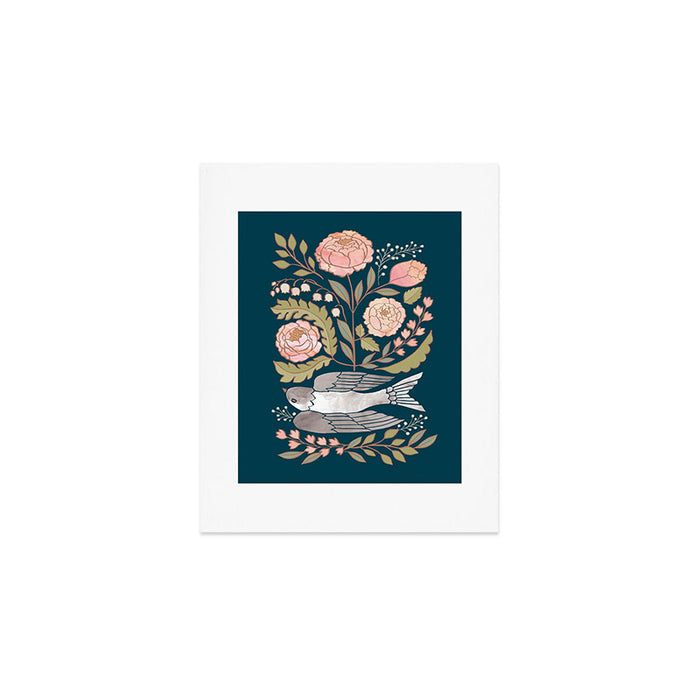 Peony Garden Dove Art Print Gallery Image 1