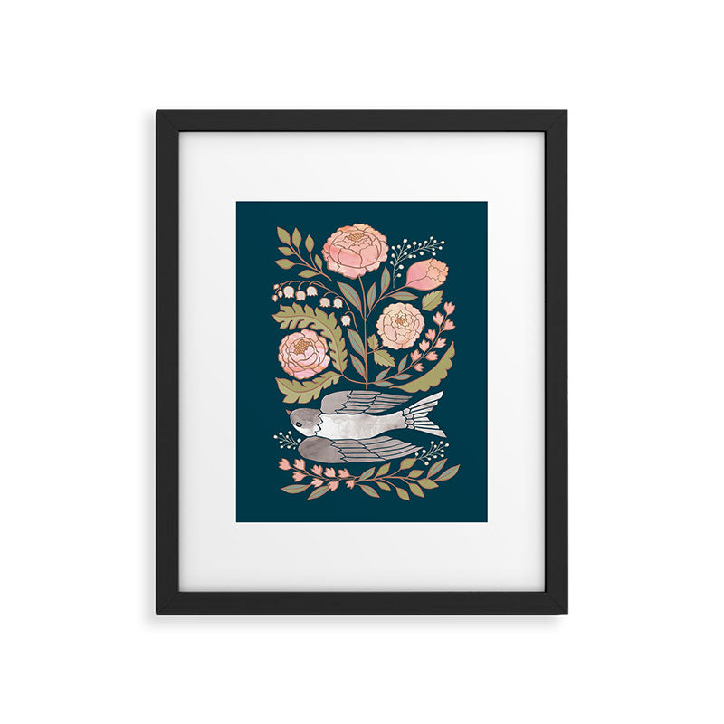 Peony Garden Dove Framed Art Print Gallery Image 5