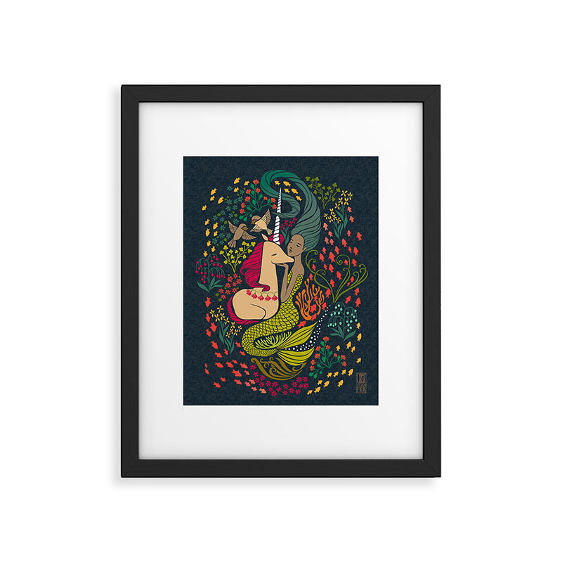 The Mermaid and the Unicorn Framed Art Print Gallery Image 4