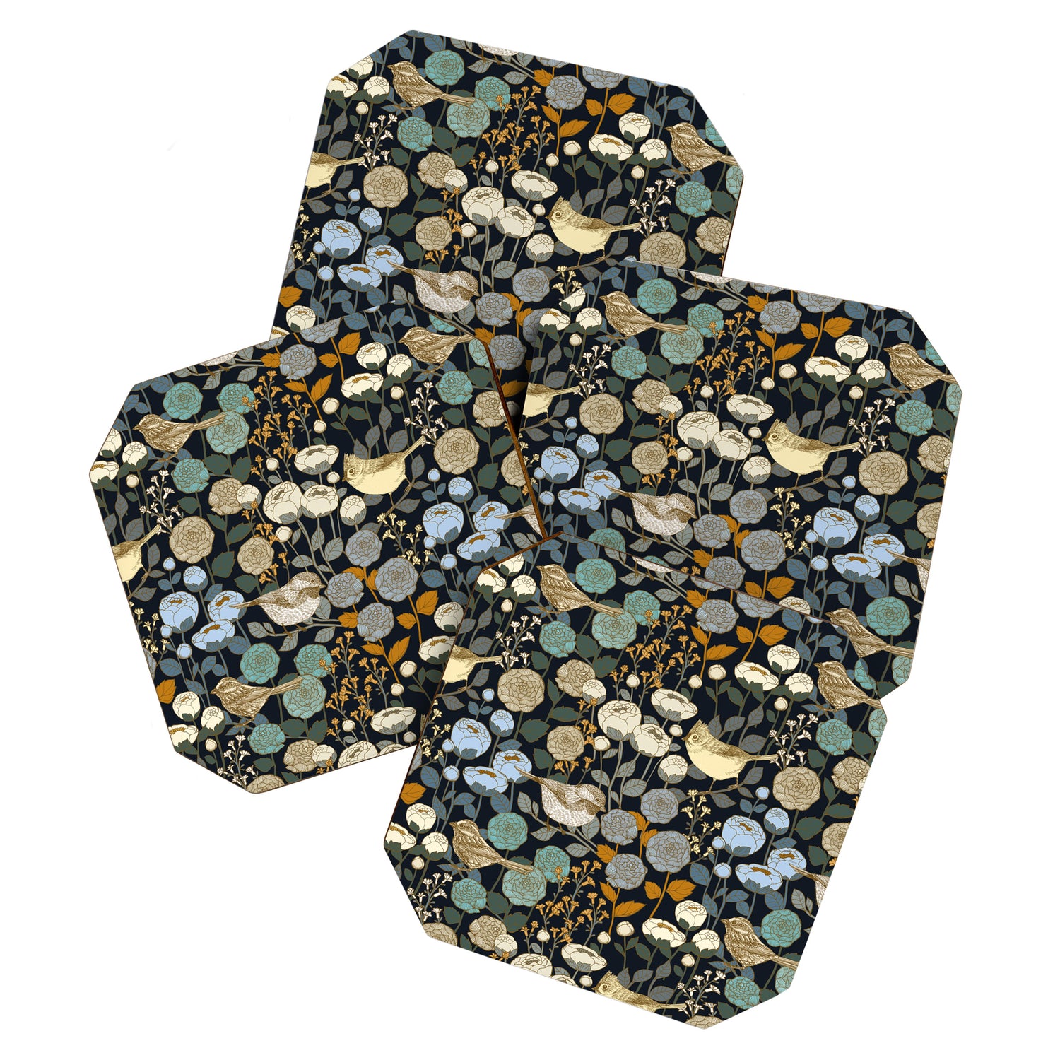 Winter Garden Birds Black Coaster Gallery Image 1