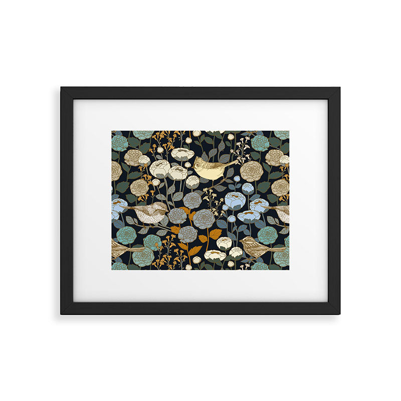Winter Garden Birds Black Framed Art Print Gallery Image 5