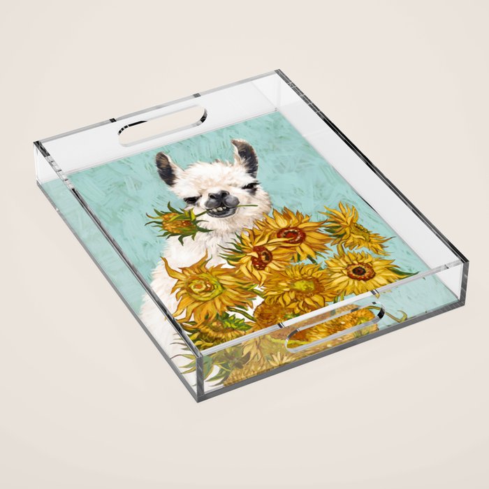 Naughty Llama and The Sunflowers Acrylic Tray Gallery Image 1