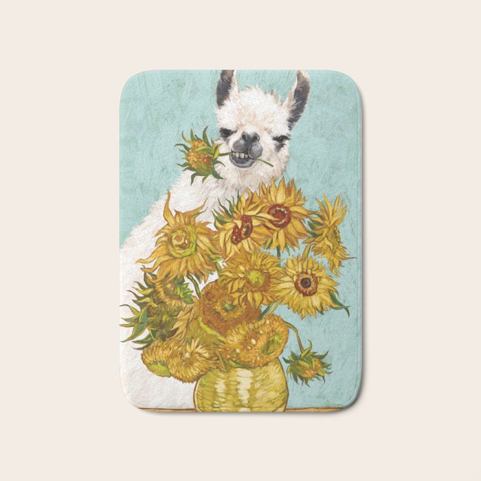 Naughty Llama and The Sunflowers Bath Mat Gallery Image 1