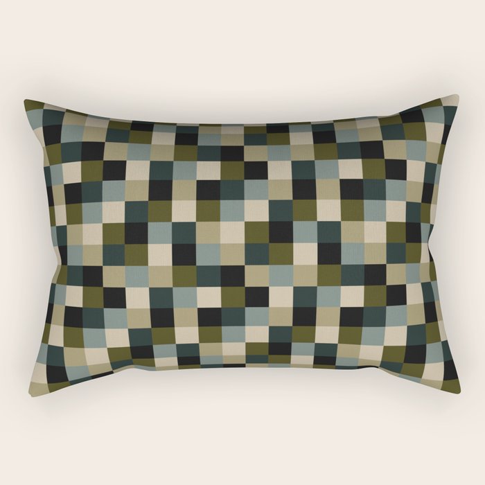 Bold Earthy Checks Pattern - Small IV Rectangular Pillow Gallery Image 1