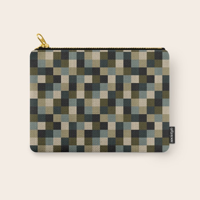 Bold Earthy Checks Pattern - Small IV Carry All Pouch Gallery Image 1