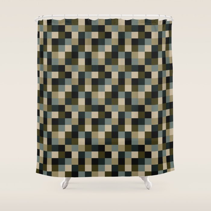 Bold Earthy Checks Pattern - Small IV Shower Curtain Gallery Image 1