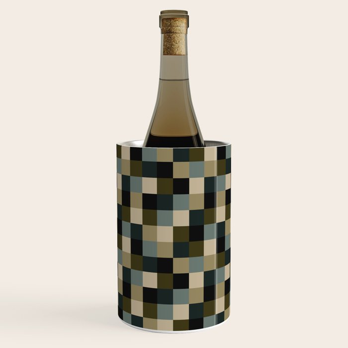Bold Earthy Checks Pattern - Small IV Wine Chiller Gallery Image 1