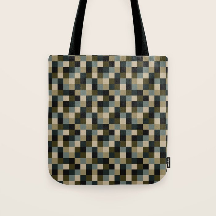 Bold Earthy Checks Pattern - Small IV Tote Bag Gallery Image 1