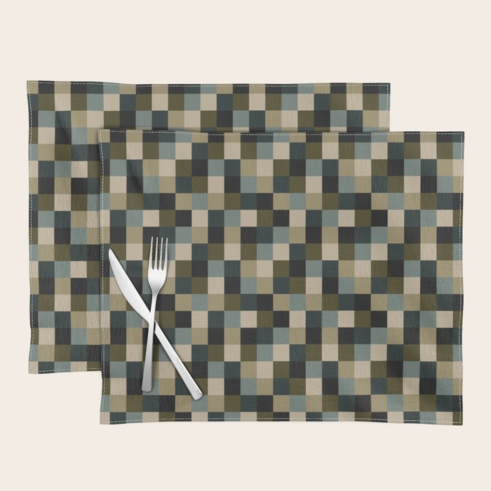 Bold Earthy Checks Pattern - Small IV Placemat Gallery Image 1