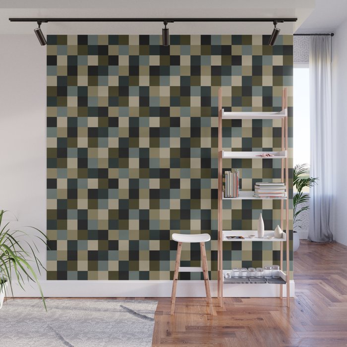 Bold Earthy Checks Pattern - Small IV Wall Mural Gallery Image 1