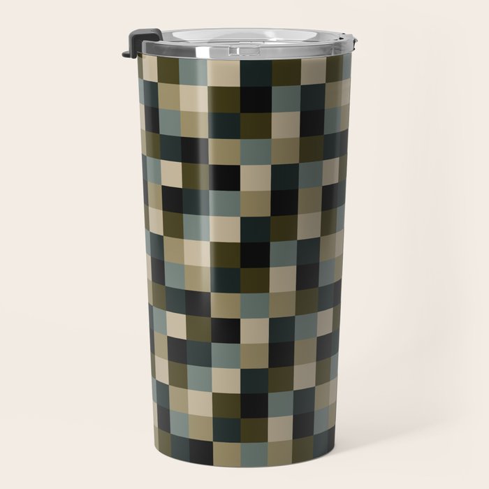 Bold Earthy Checks Pattern - Small IV Travel Mug Gallery Image 3
