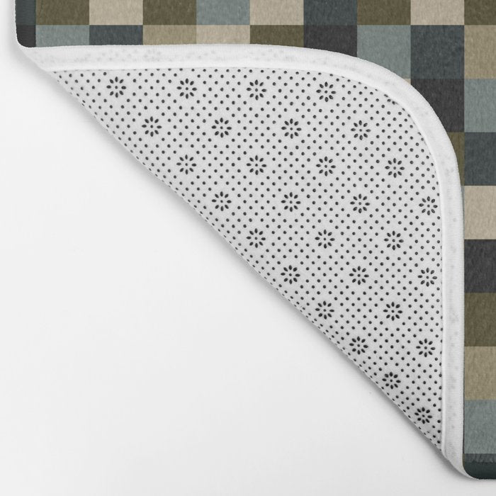 Bold Earthy Checks Pattern - Small IV Bath Mat Gallery Image 2