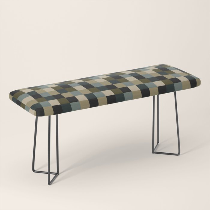 Bold Earthy Checks Pattern - Small IV Bench Gallery Image 1