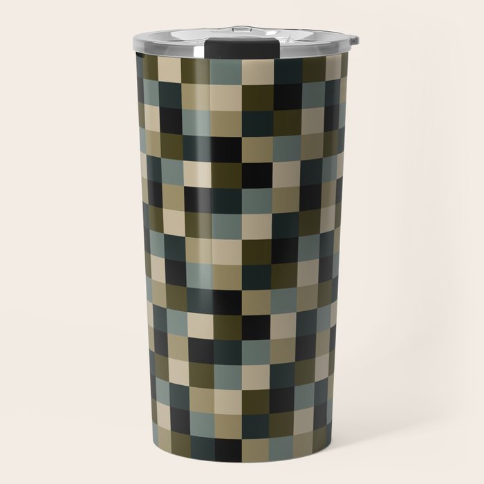 Bold Earthy Checks Pattern - Small IV Travel Mug Gallery Image 1