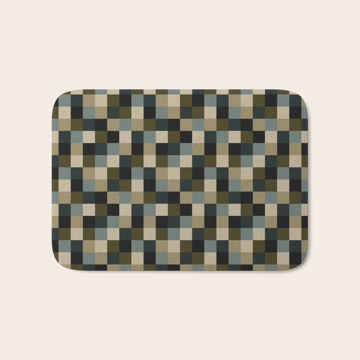 Bold Earthy Checks Pattern - Small IV Bath Mat Gallery Image 1