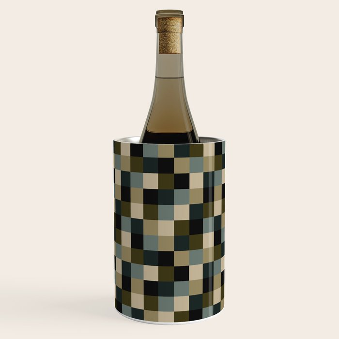 Bold Earthy Checks Pattern - Small IV Wine Chiller Gallery Image 3