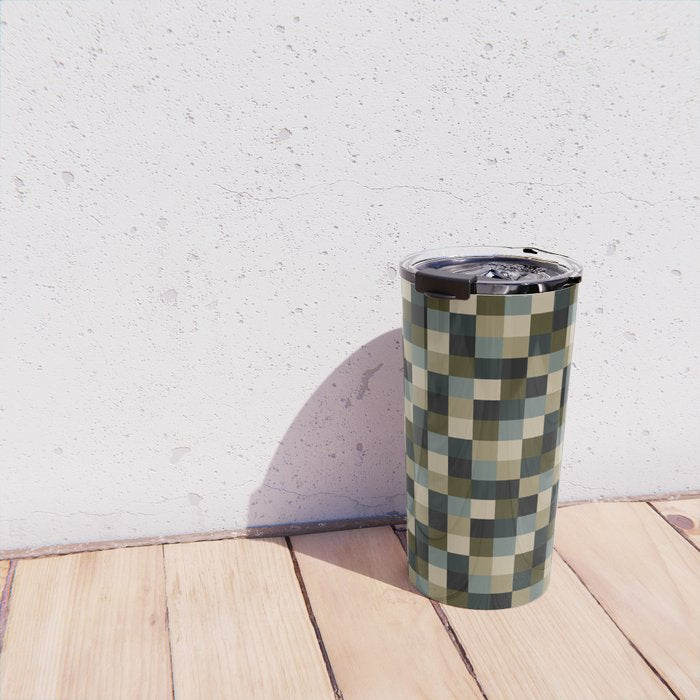 Bold Earthy Checks Pattern - Small IV Travel Mug Gallery Image 4