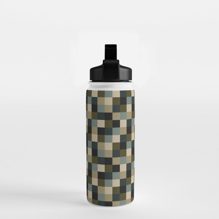 Bold Earthy Checks Pattern - Small IV Water Bottle Gallery Image 2