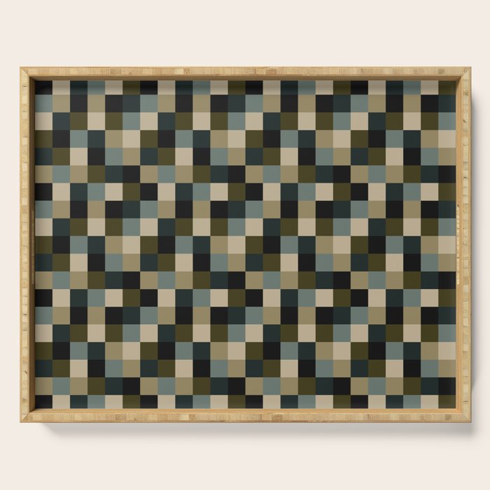 Bold Earthy Checks Pattern - Small IV Serving Tray Gallery Image 1