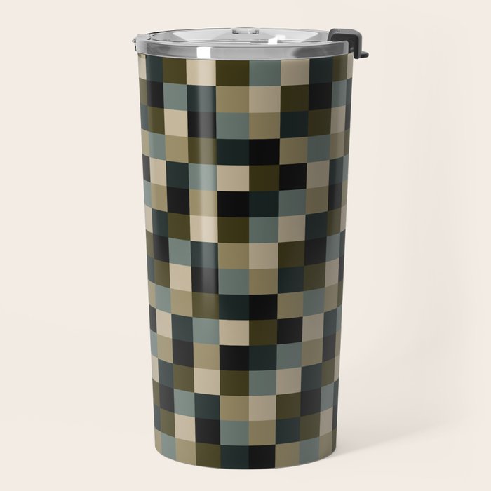 Bold Earthy Checks Pattern - Small IV Travel Mug Gallery Image 2